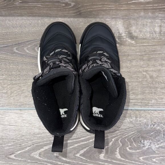 Sorel Whitney II Short Lace Warm Waterproof Little Girl Sz 3 Black Snow Boots - Picture 5 of 12